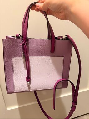 Two-Tone Lilac & Pink Leather Tote Bag